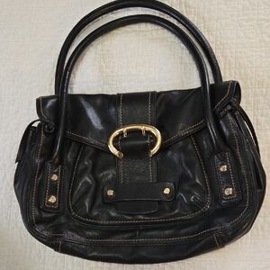 Francesco Biasia Glove Leather Hobo Bag Gold Tone Hardware Contrast Stitching